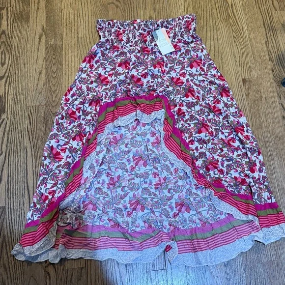 NWT Boho Floral High-Low Maxi Skirt in Pink Large - Picture 4 of 6